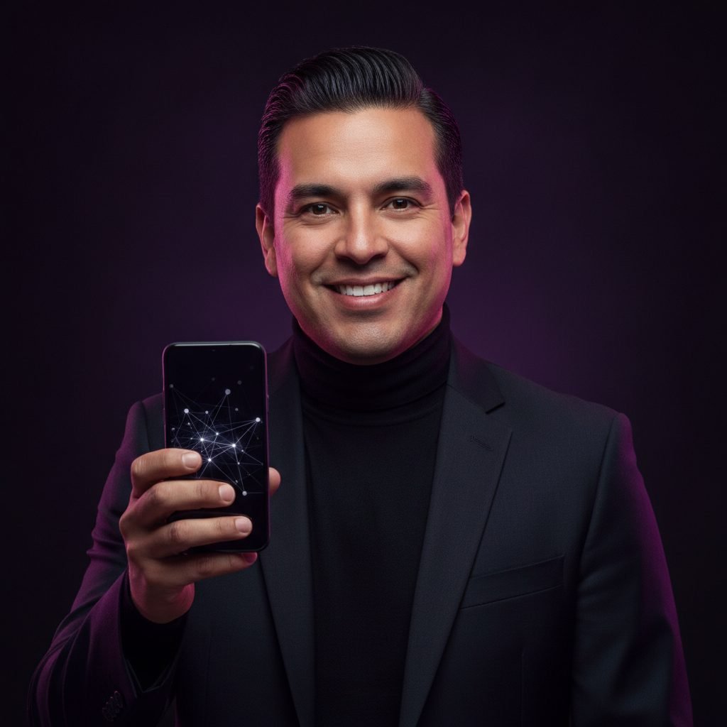 Dueño de negocio satisfecho revisando su nuevo sitio web